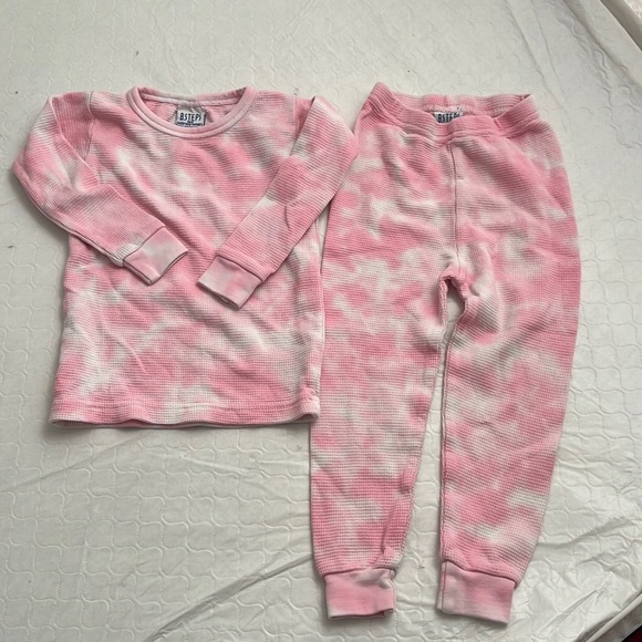 B Steps tie dye pink and white thermal long sleeve shirt and pants set - Picture 1 of 8